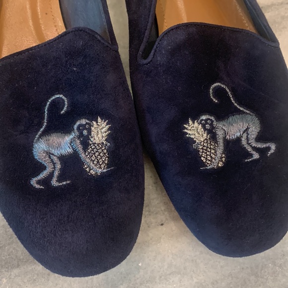 Aquazzura blue suede embroidered loafer size 35 (5) - Picture 3 of 6